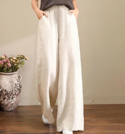 Elegant, løstsittende bomullsbukse for kvinner