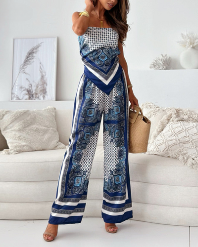 Andella | Sommersett for kvinner med haltertopp og bukser med vide ben for en elegant look