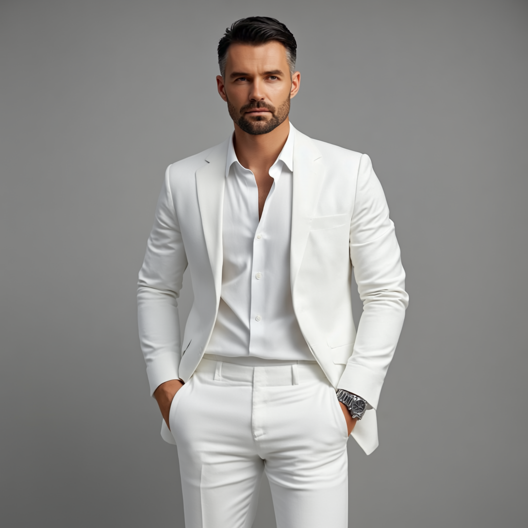 Slim fit dress i ullblanding for menn