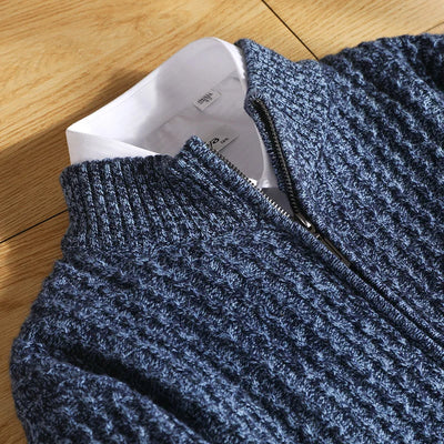 Merino cardigan med strukturert glidelås for menn