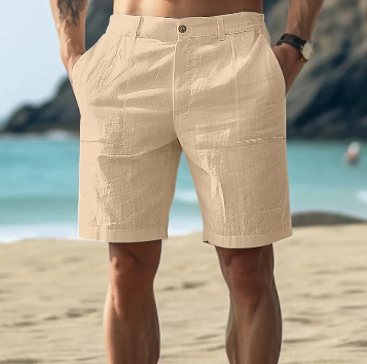 Avslappet linshorts for menn til avslappede sommerdager