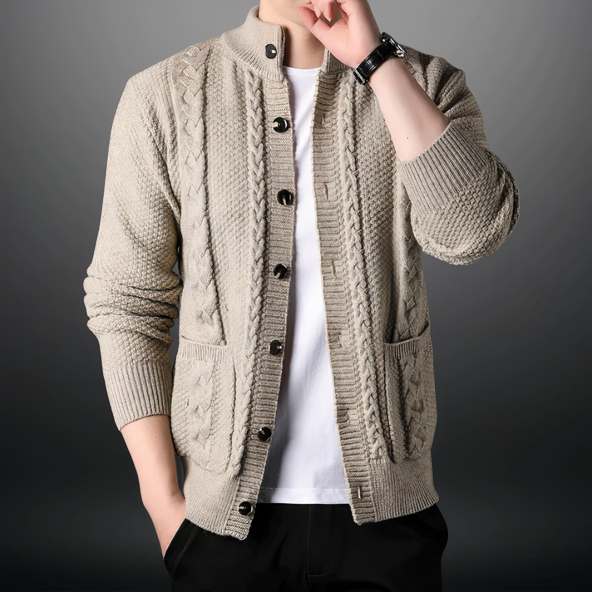 Fasjonabel strikket cardigan for menn - Toby